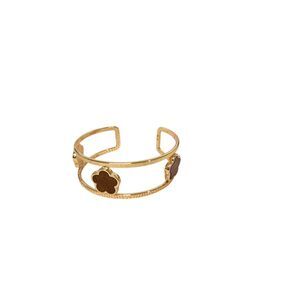 Elegant fashion design Clover Gold Cuff Bracelet Brown Adjustable Open gift